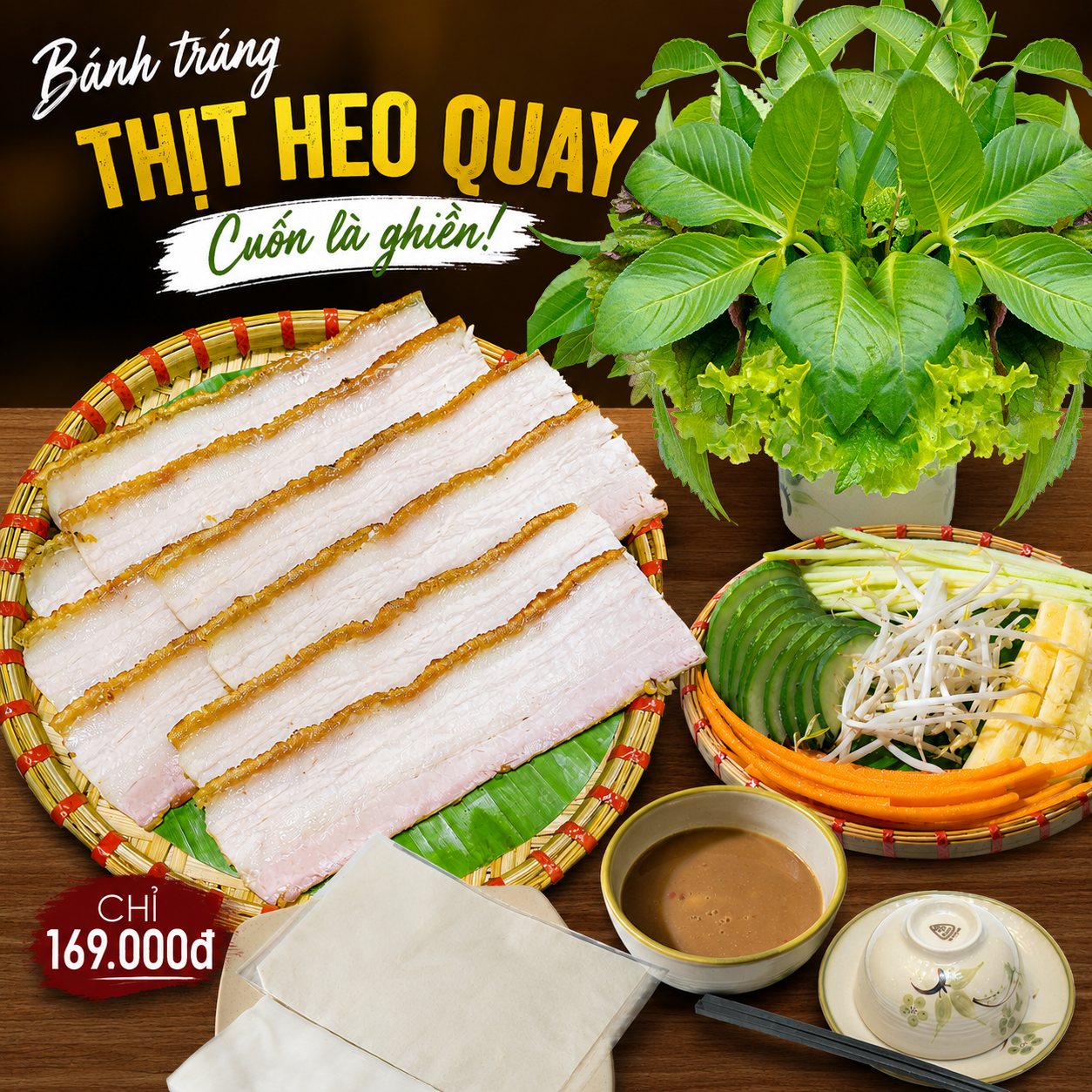 Bánh tráng cuốn thịt heo quay